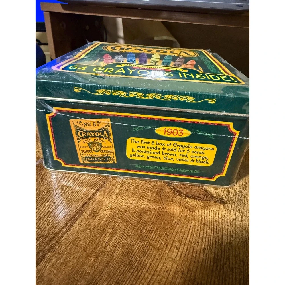 Vintage 1993 Crayola 90th Anniversary Collector Tin 64 Crayons Factory Sealed